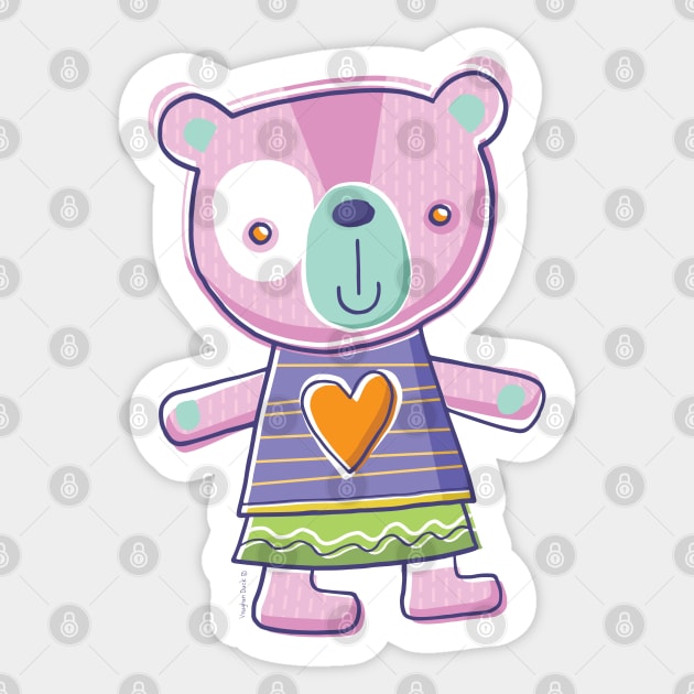 Pink Teddy Bear Cartoon Sticker by vaughanduck